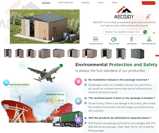 AECOJOY 12' x 10' Metal Storage Shed for Ourdoor, Extra Large Steel Yard Shed (116 Sq.Ft Land) with Design of Lockable Doors, Utility and Tool Storage for Garden, Backyard, Patio, Outside use