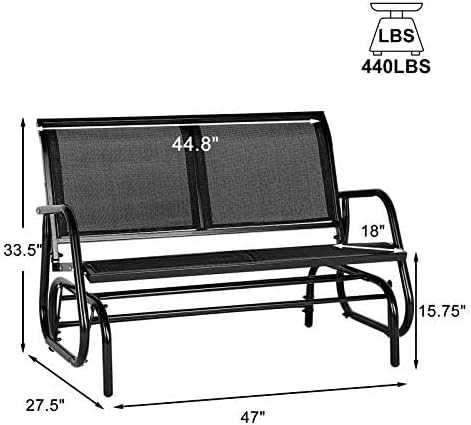 AECOJOY Outdoor Glider Bench for Outside Patio Porch Glider Swing Loveseat Gliders Rocking Chair with High Backrest for Garden Poolside Backyard