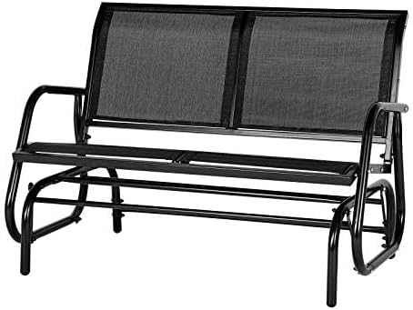 AECOJOY Outdoor Glider Bench for Outside Patio Porch Glider Swing Loveseat Gliders Rocking Chair with High Backrest for Garden Poolside Backyard