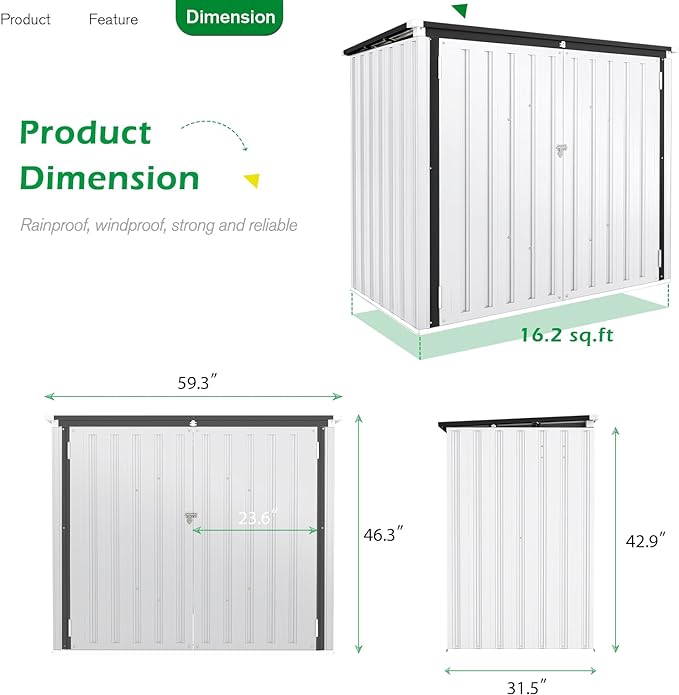 AECOJOY 46 Cu.Ft Outdoor Storage Box Sheds, Large Waterproof Horizontal Outdoor Storage Cabinet Box with Lockable Multi-Opening Door for Bikes, Trash Cans, Garden Tools, and More in White