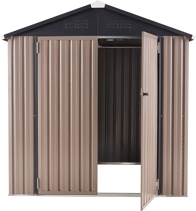 AECOJOY 6' x 6' Outdoor Storage Shed, Metal Shed with Design of Lockable Doors, Utility and Tool Storage for Garden, Backyard, Patio, Outside use