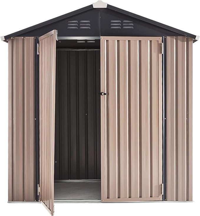 AECOJOY 6' x 4' Metal Storage Shed for Outdoor, Outdoor Storage Shed with Design of Lockable Doors, Utility and Tool Storage for Garden, Backyard, Patio, Outside use.