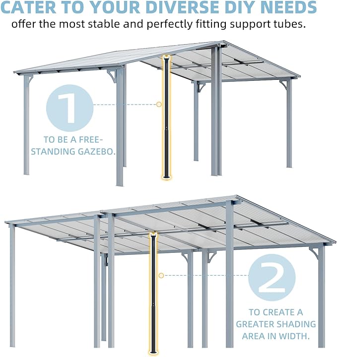 AECOJOY Universal Support Post for More Stability, Suitable for All AECOJOY Lean-to Gazebo, Gazebo Accessories