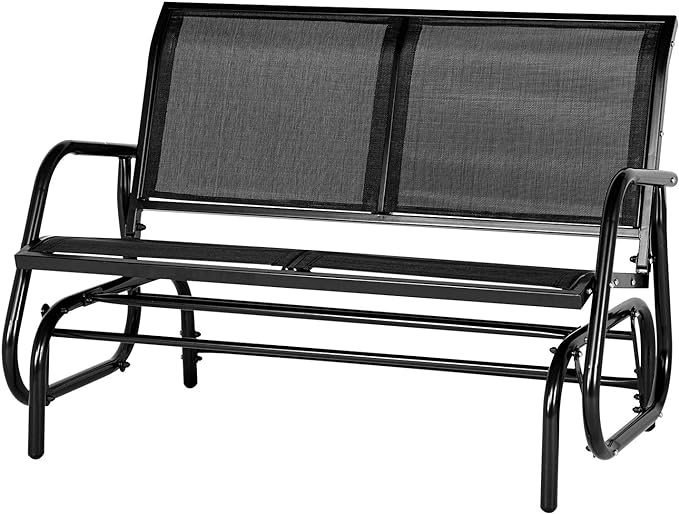 AECOJOY Outdoor Glider Bench for Outside Patio Porch Glider Swing Loveseat Gliders Rocking Chair with High Backrest for Garden Poolside Backyard