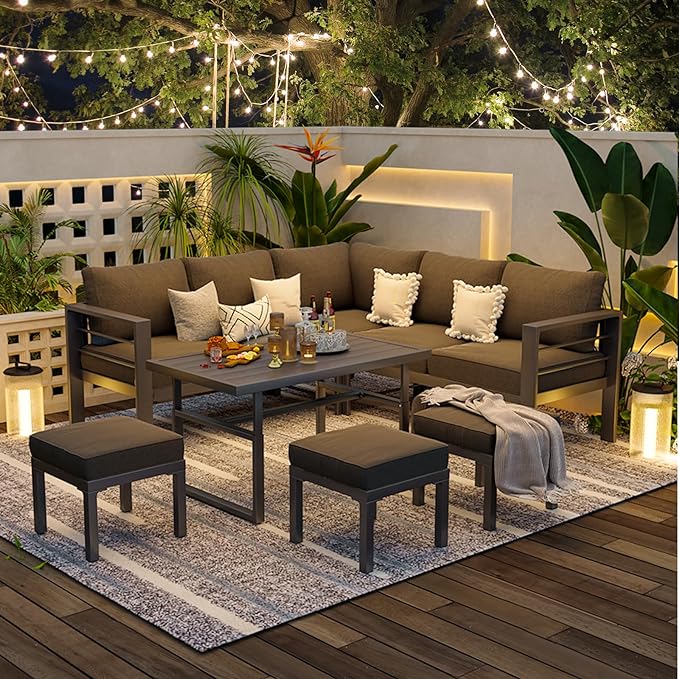 AECOJOY Aluminum Patio Furniture Set, Modern Metal Outdoor Patio Furni