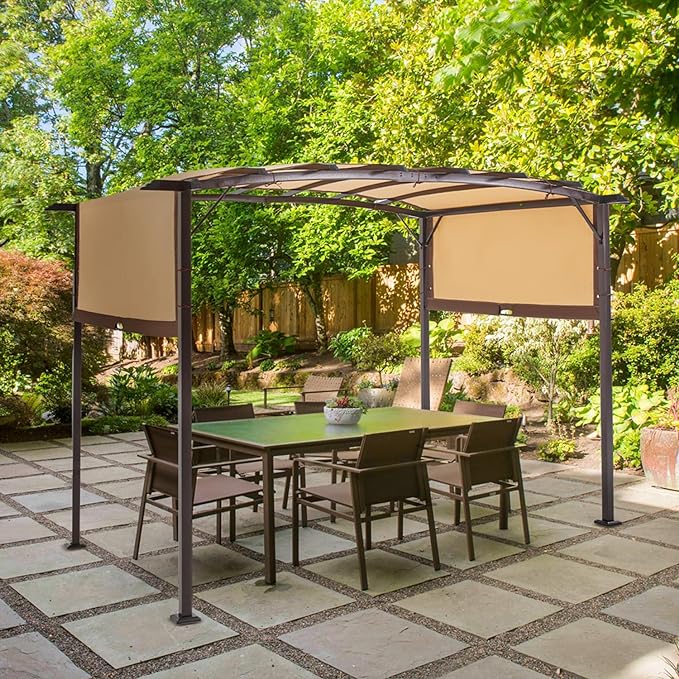 AECOJOY 12' x 9' Outdoor Pergola Canopy, Pergolas and Gazebos Clearance, Outdoor Retractable Pergola Shade Cover, Metal Pergola Canopy for Garden, Backyard and More